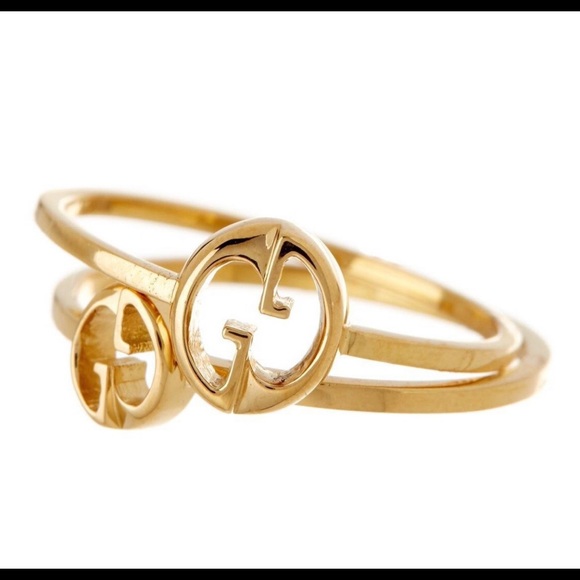 Gucci 1973 style GG double connected ring 18k Gold